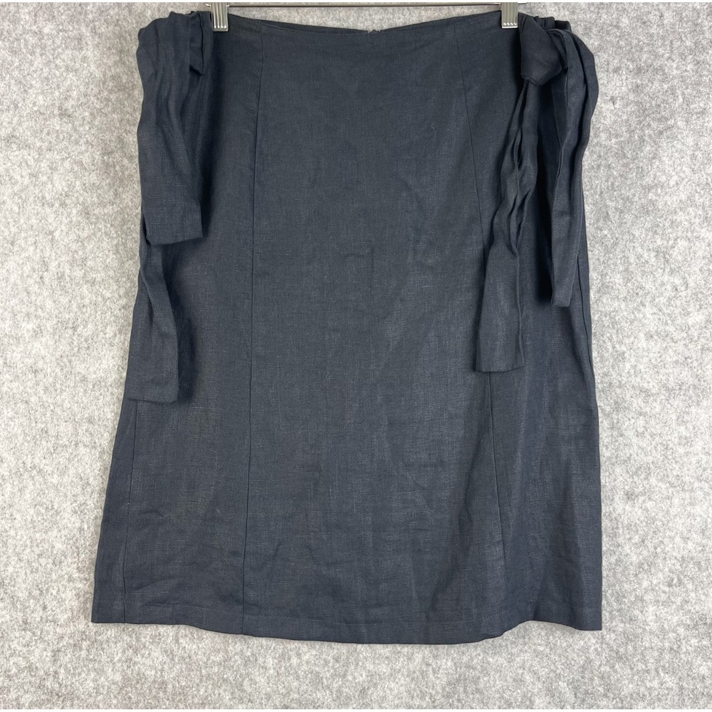 SIR The Label 100% Linen Skirt Womens 2 US 6 Black Knee Length Minimal Classic‎